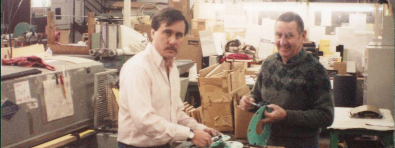 Image of company founder Donald L. Hurley with son John Hurley, the current Web Seal president